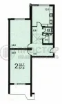 2-комнатная квартира, 57.7 м² - фото 45