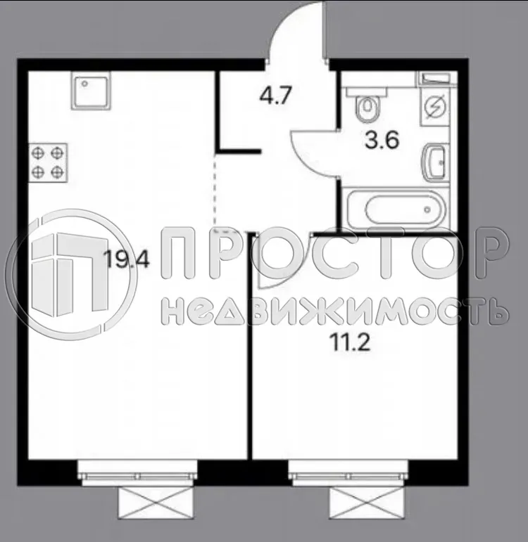 2-комнатная квартира, 39 м² - фото 14
