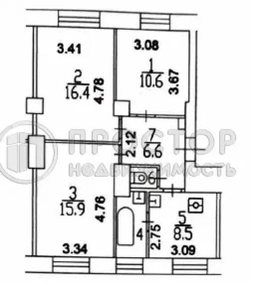 3-комнатная квартира, 63 м² - фото 15