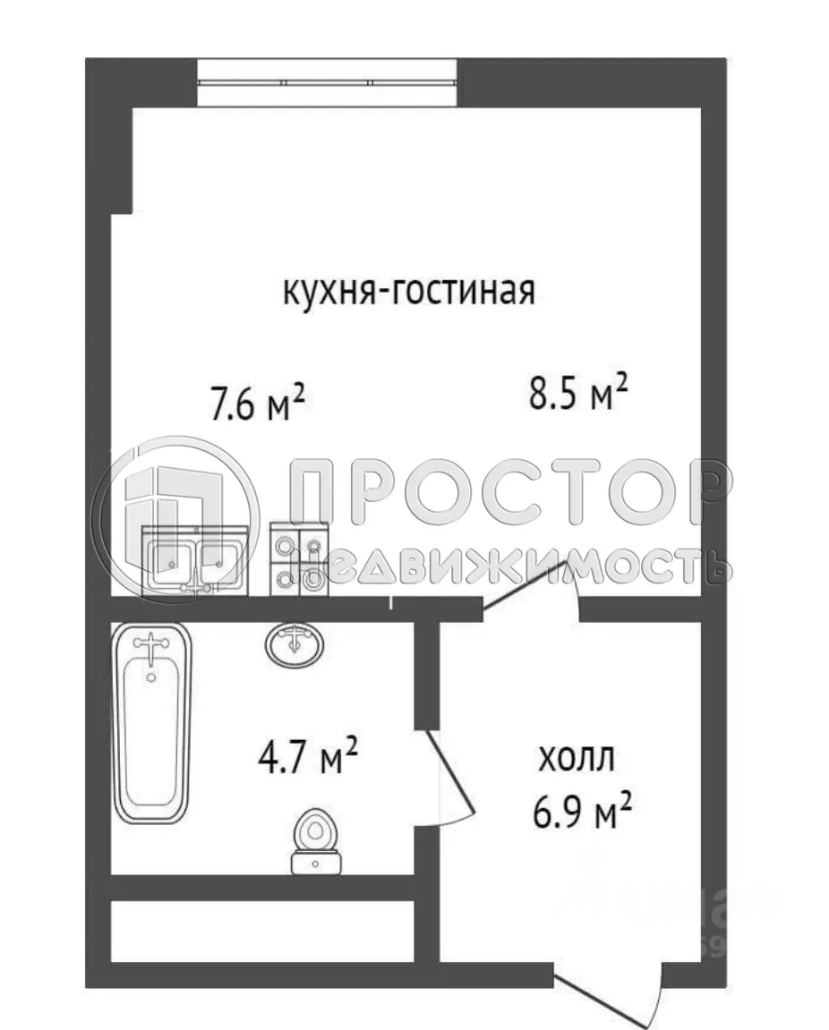 Студия, 28 м² - фото 19
