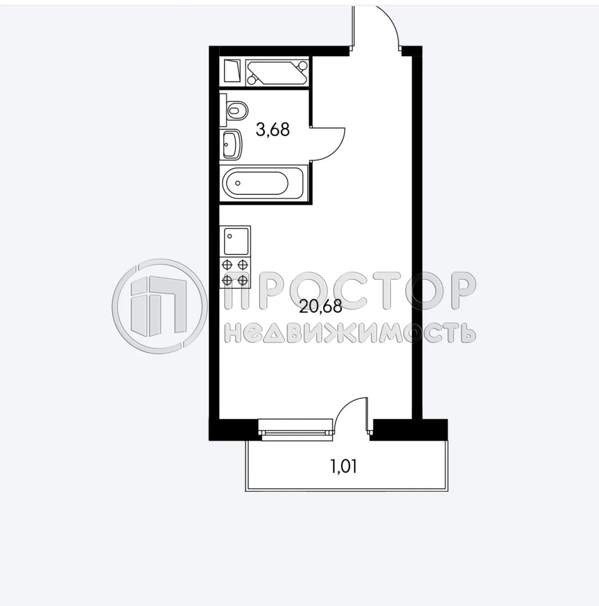 Студия, 26 м² - фото 7