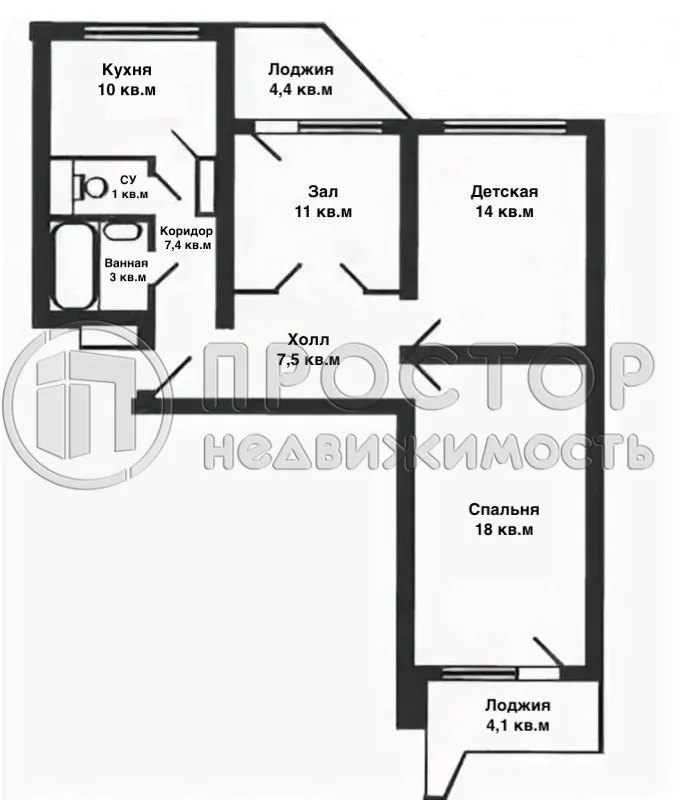 3-комнатная квартира, 71.9 м² - фото 21