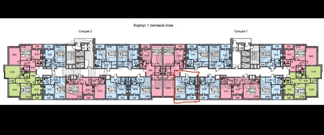1-комнатная квартира, 38.21 м² - фото 12