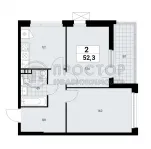 2-комнатная квартира, 52.3 м² - фото 9