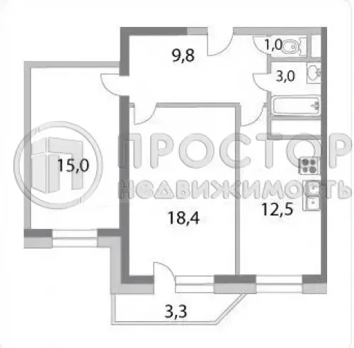 2-комнатная квартира, 60 м² - фото 12