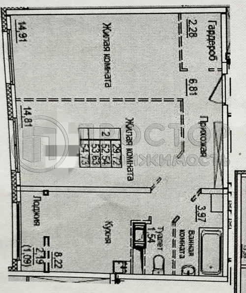 2-комнатная квартира, 54.73 м² - фото 14