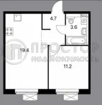 1-комнатная квартира, 39 м² - фото 27