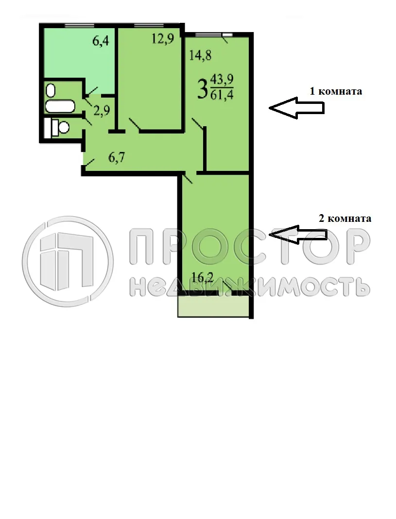 Комната, 15.5 м² - фото 11