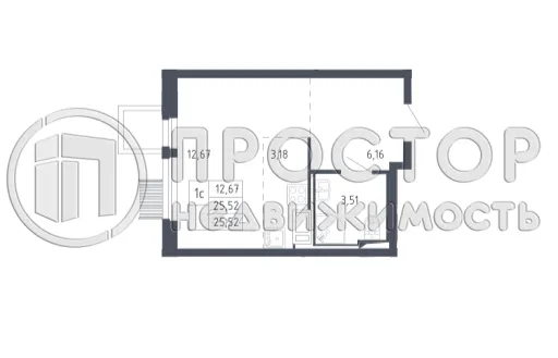 Студия, 25.52 м² - фото 7