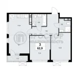 2-комнатная квартира, 60.8 м² - фото 6