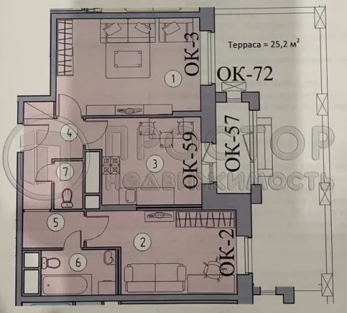 2-комнатная квартира, 56 м² - фото 13