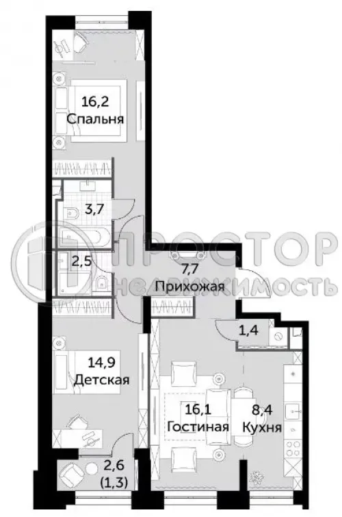 2-комнатная квартира, 72.2 м² - фото 10