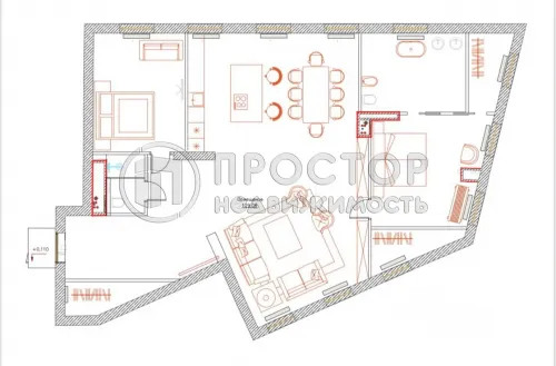 1-комнатная квартира, 142.5 м² - фото 9