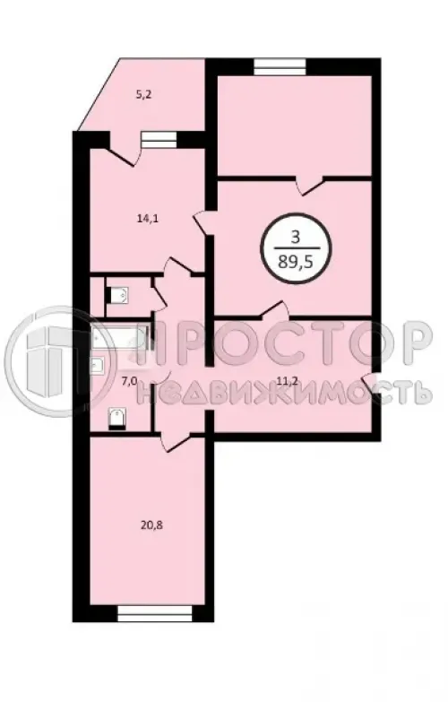 2-комнатная квартира, 90 м² - фото 17