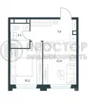 1-комнатная квартира, 34.1 м² - фото 19