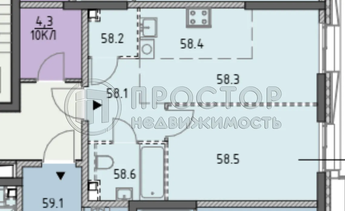 2-комнатная квартира, 42.3 м² - фото 4