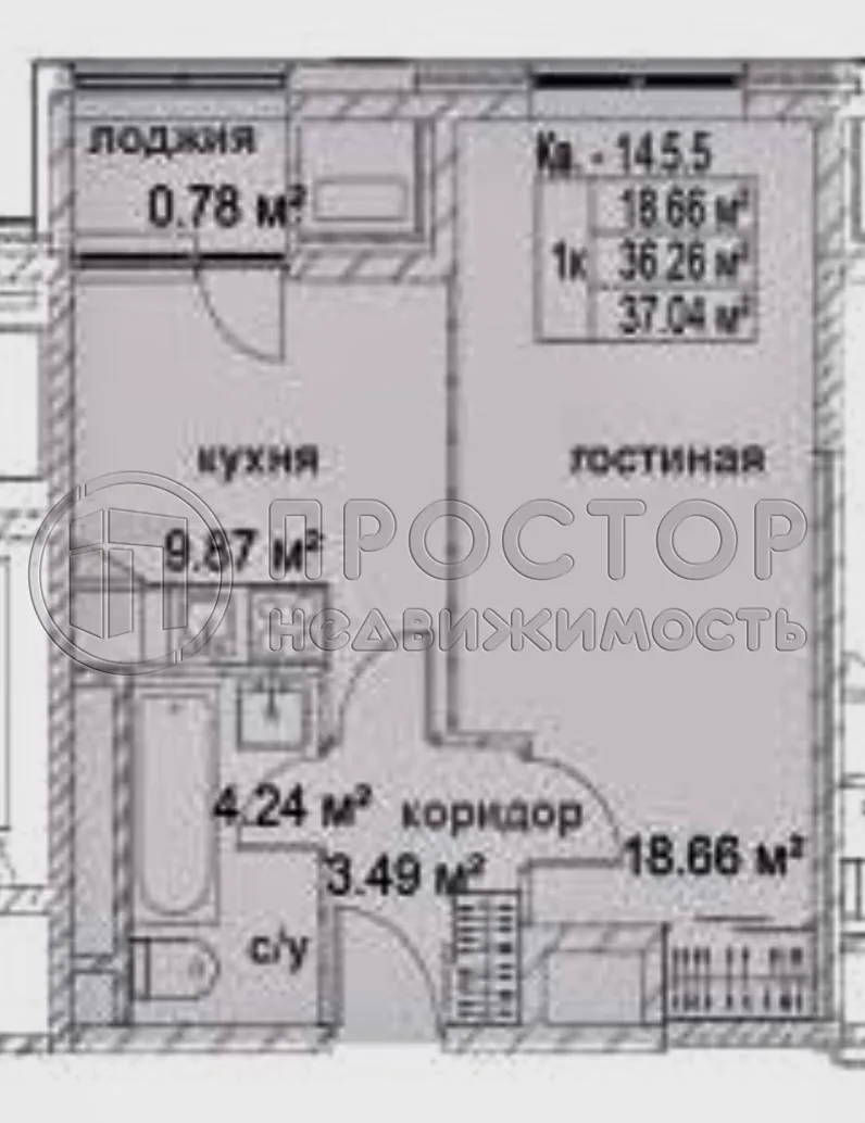 1-комнатная квартира, 37.4 м² - фото 6