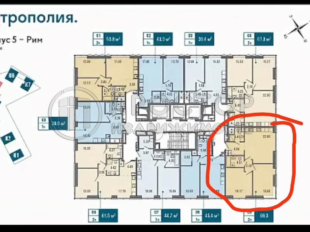 3-комнатная квартира, 68.8 м² - фото 17