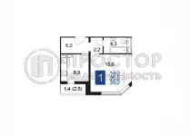 1-комнатная квартира, 38 м² - фото 27