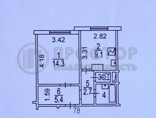1-комнатная квартира, 36 м² - фото 18