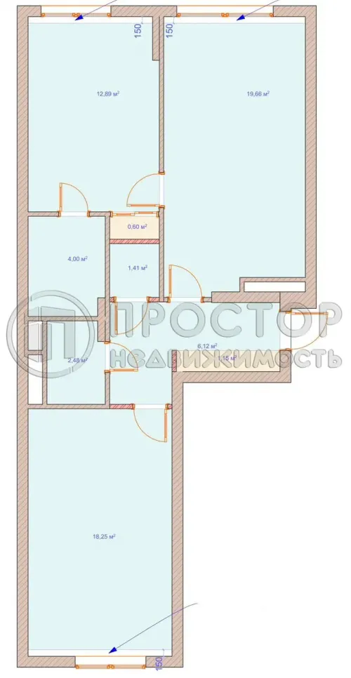 2-комнатная квартира, 68 м² - фото 20