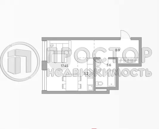 Студия, 37.15 м² - фото 6