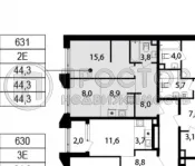 2-комнатная квартира, 44.3 м² - фото 4
