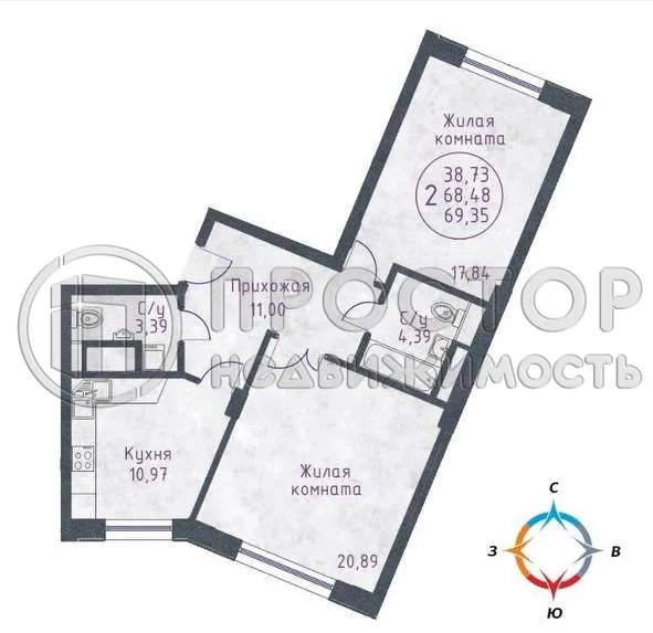 2-комнатная квартира, 72 м² - фото 3