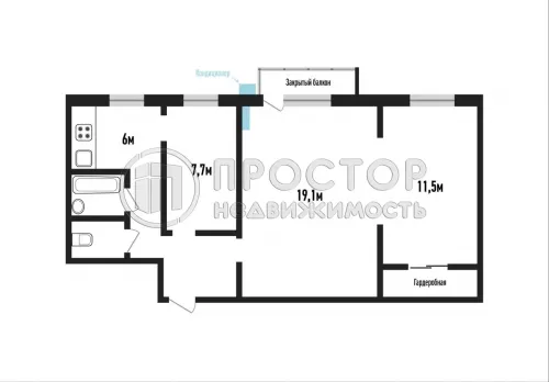3-комнатная квартира, 55.7 м² - фото 15