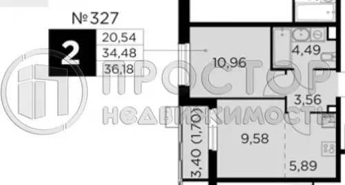 2-комнатная квартира, 36.18 м² - фото 8