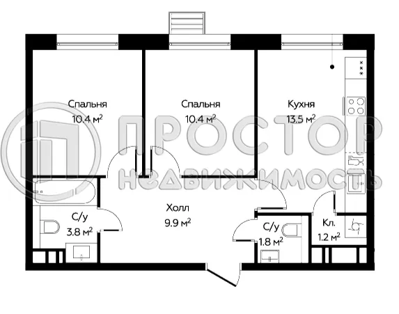 2-комнатная квартира, 51.4 м² - фото 8
