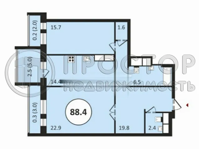 2-комнатная квартира, 88.4 м² - фото 5