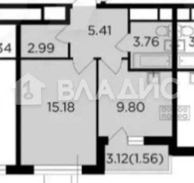 1-комнатная квартира, 38.7 м² - фото 13