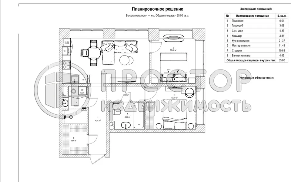 3-комнатная квартира, 65 м² - фото 22