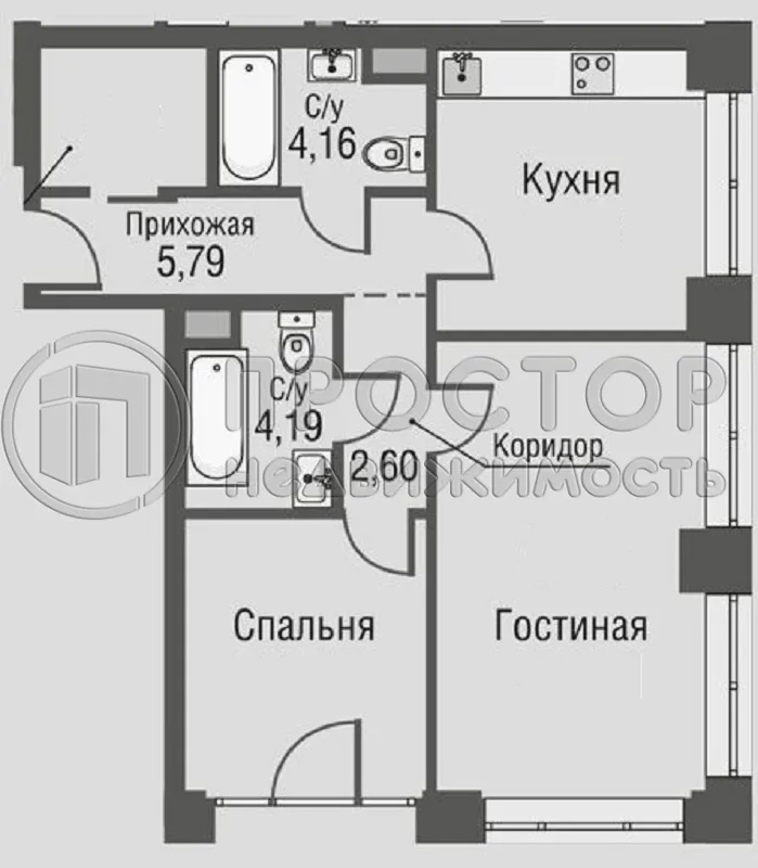 3-комнатная квартира, 65 м² - фото 26