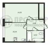 1-комнатная квартира, 34.2 м² - фото 17