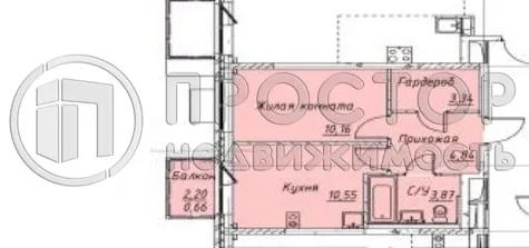2-комнатная квартира, 33.42 м² - фото 7