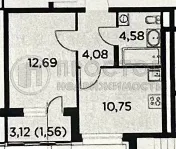 1-комнатная квартира, 33.66 м² - фото 27