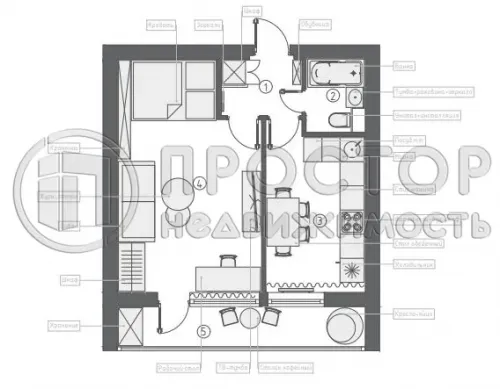 1-комнатная квартира, 34.3 м² - фото 4