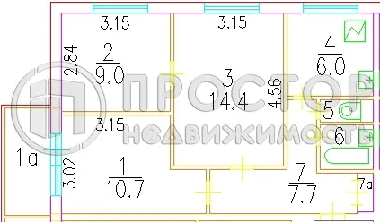 3-комнатная квартира, 55 м² - фото 16
