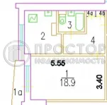 1-комнатная квартира, 36.6 м² - фото 29