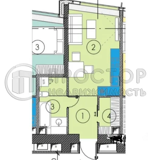 Студия, 34.5 м² - фото 9