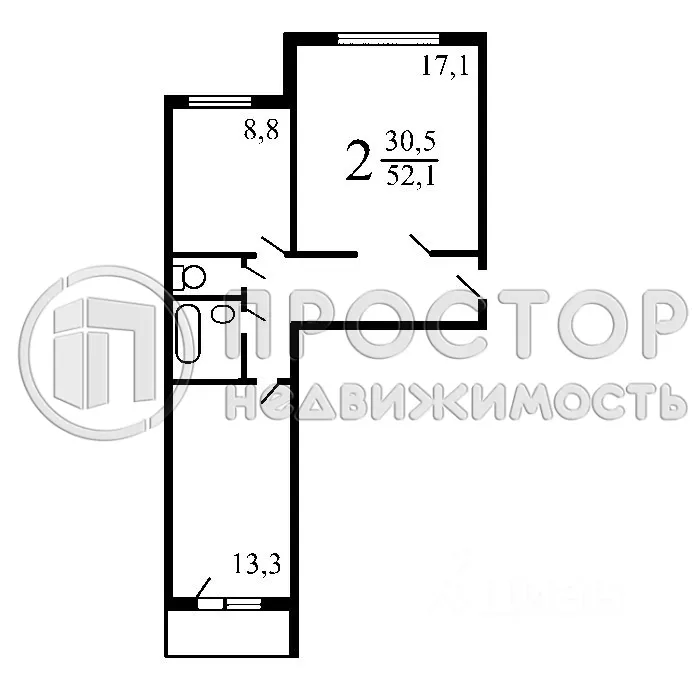 2-комнатная квартира, 51 м² - фото 18