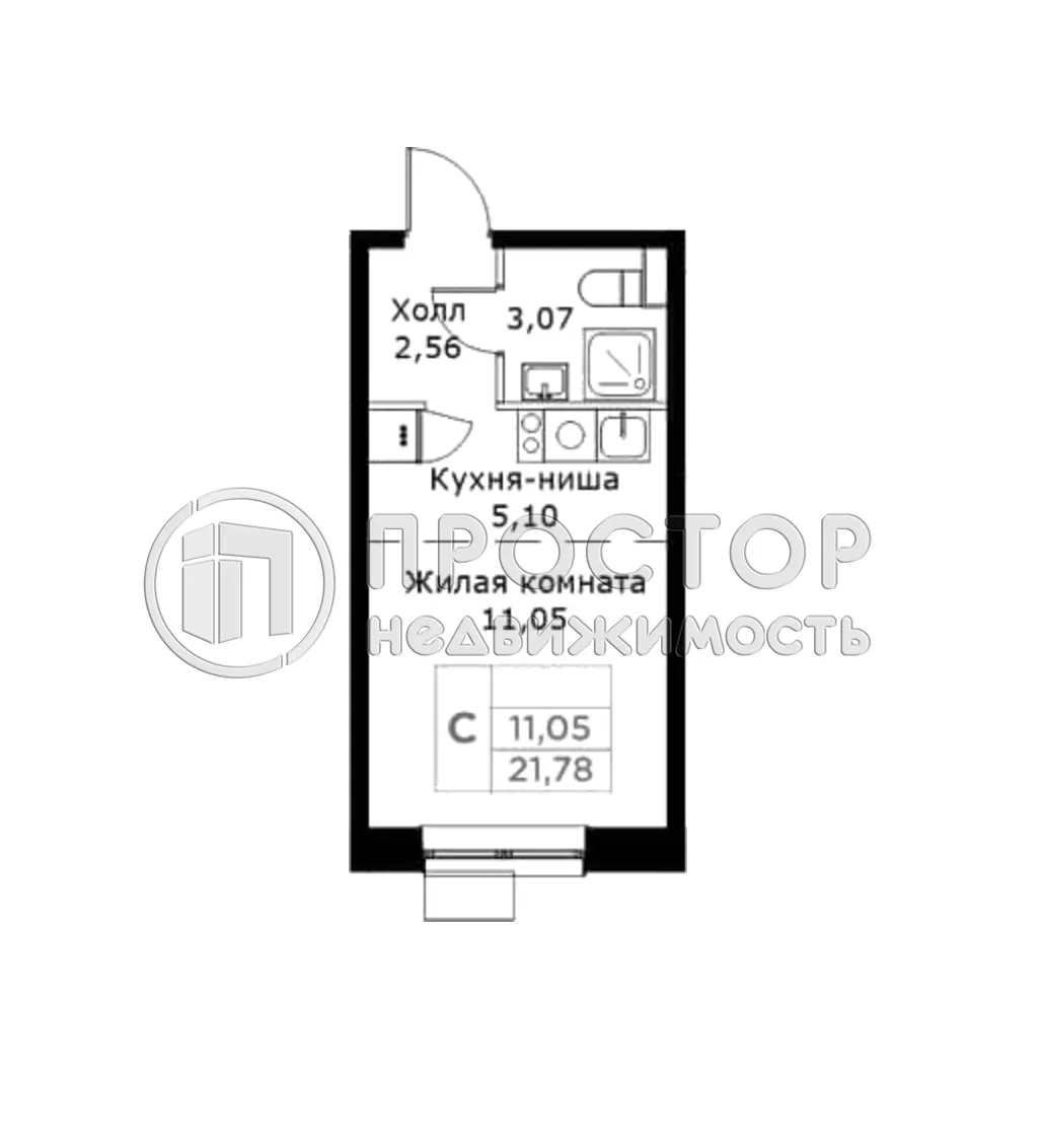 Студия, 21.8 м² - фото 8