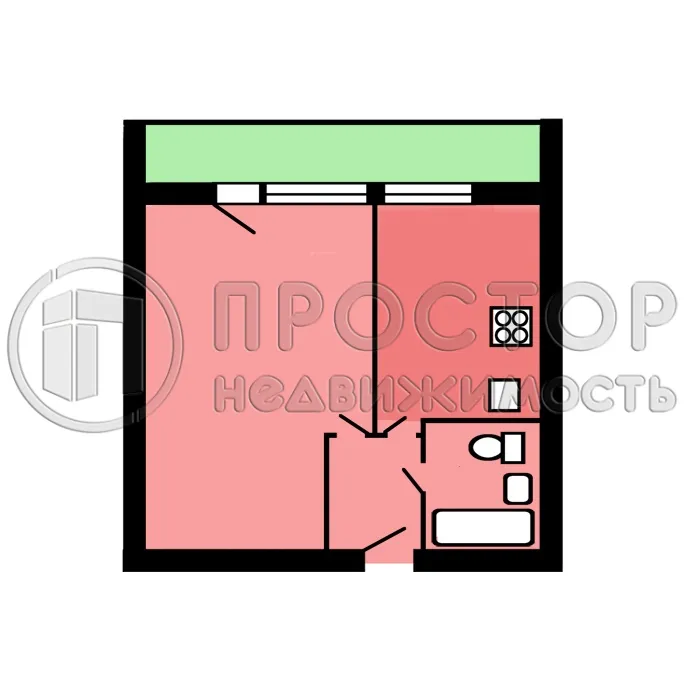 1-комнатная квартира, 34.7 м² - фото 17