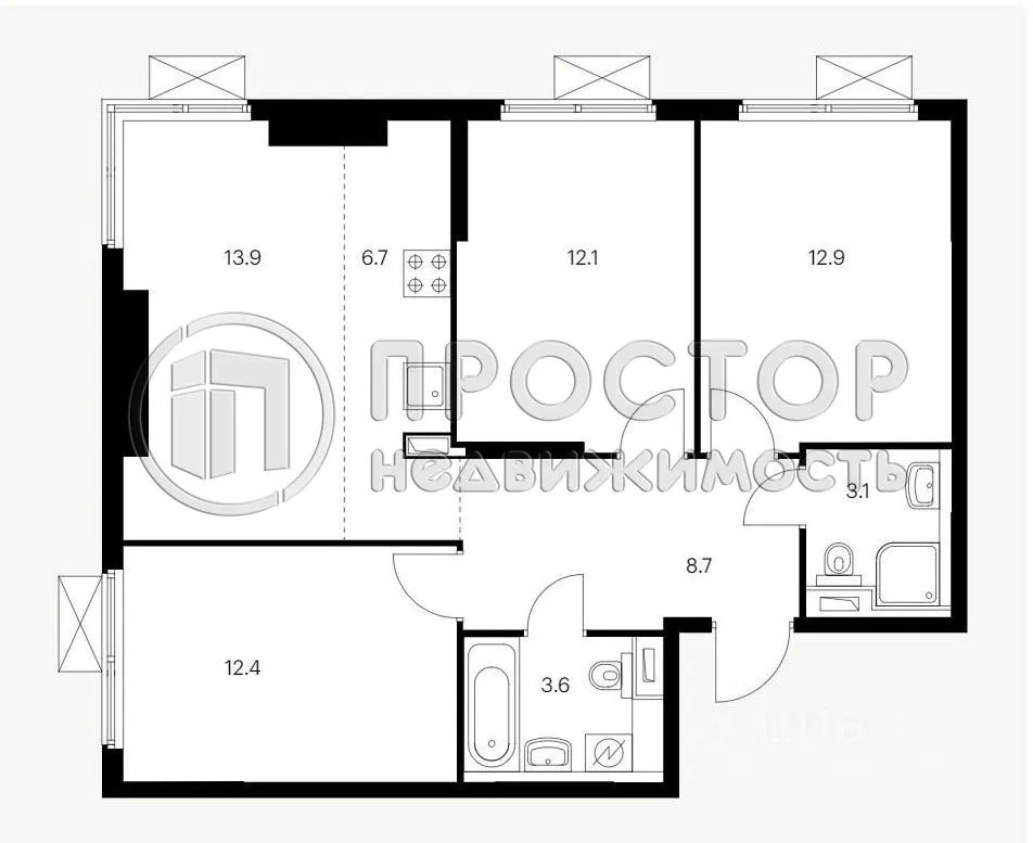 3-комнатная квартира, 73.4 м² - фото 14