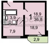 1-комнатная квартира, 36.8 м² - фото 49