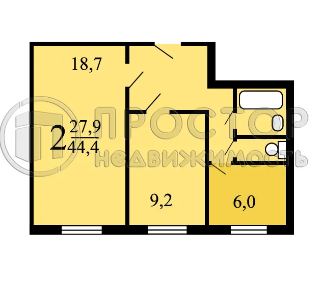 2-комнатная квартира, 44.4 м² - фото 25