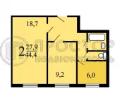 2-комнатная квартира, 44.4 м² - фото 49