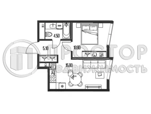 2-комнатная квартира, 36.2 м² - фото 5